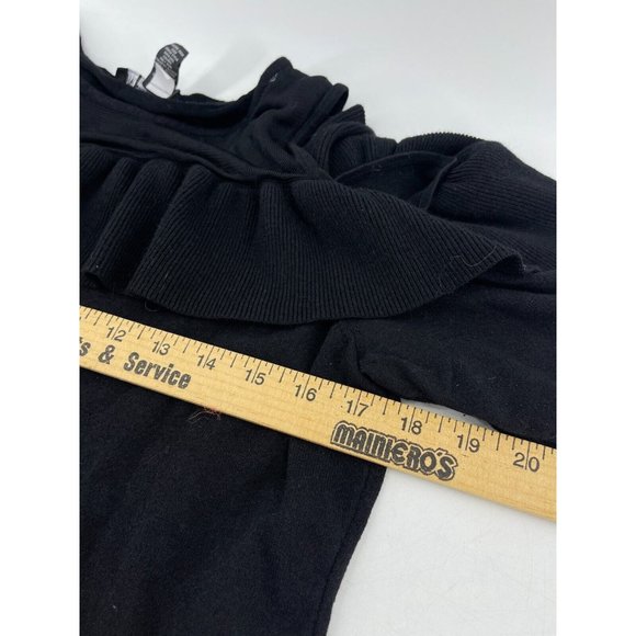 INC Women's Black Sweater Open Shoulder Sexy Size Large Sheer Neckline - Picture 7 of 11